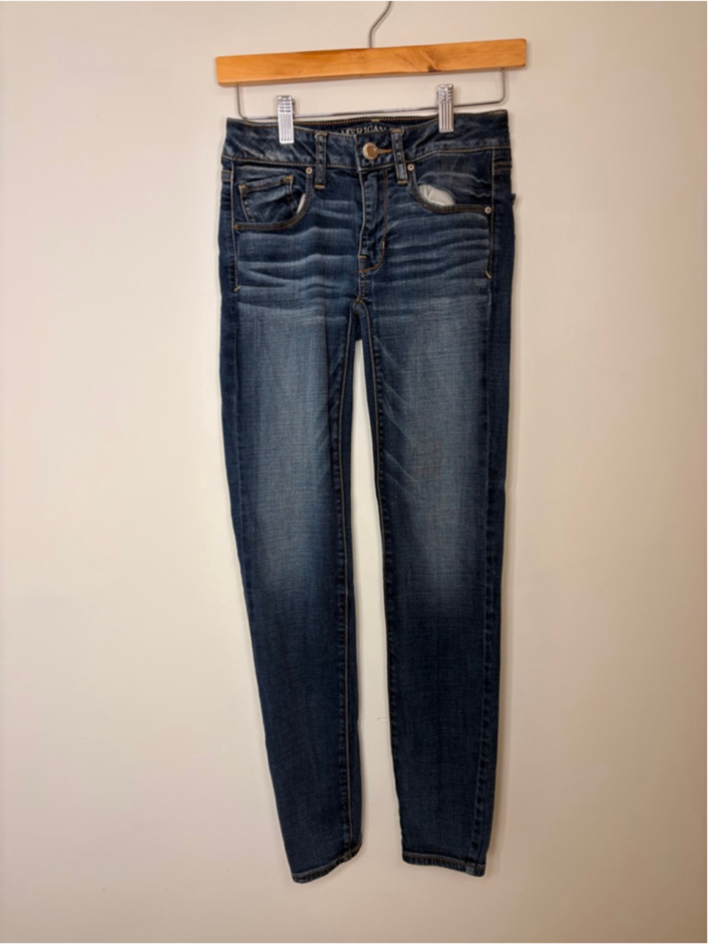 American Eagle Super Stretch Jegging Jean Women 2R Blue Skinny Mid Rise 29 Denim